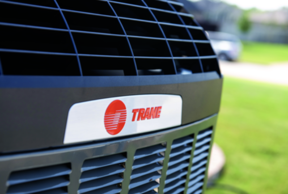closeup of trane outdoor hvac unit