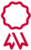 red medal with ribbons logo