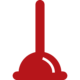 red bathroom plumbing plunger icon
