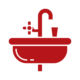 red kitchen sink plumbing icon